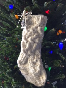 One of four hand knit stockings!